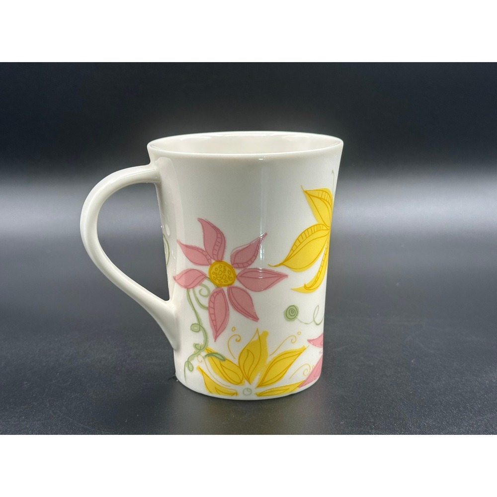Vintage Starbucks Floral Ceramic Coffee Mug Whimsical Botanical Cup